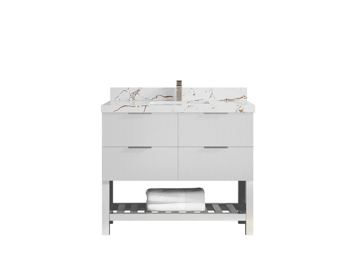 Catalina 42 in W x 22 in D Free Standing Reeded Single Sink Bathroom Vanity - photo 35