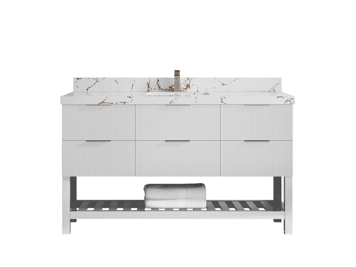 Catalina 60 in W x 22 in D Free Standing Reeded Single Sink Bathroom Vanity - photo 35
