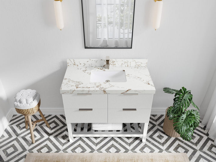 Catalina 42 in W x 22 in D Free Standing Reeded Single Sink Bathroom Vanity - photo 36