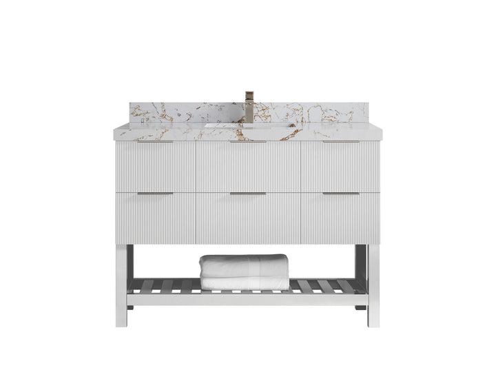 Catalina 48 in W x 22 in D Free Standing Reeded Single Sink Bathroom Vanity - photo 35