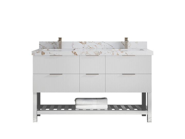 Catalina 60 in W x 22 in D Free Standing Reeded Double Sink Bathroom Vanity - photo 37