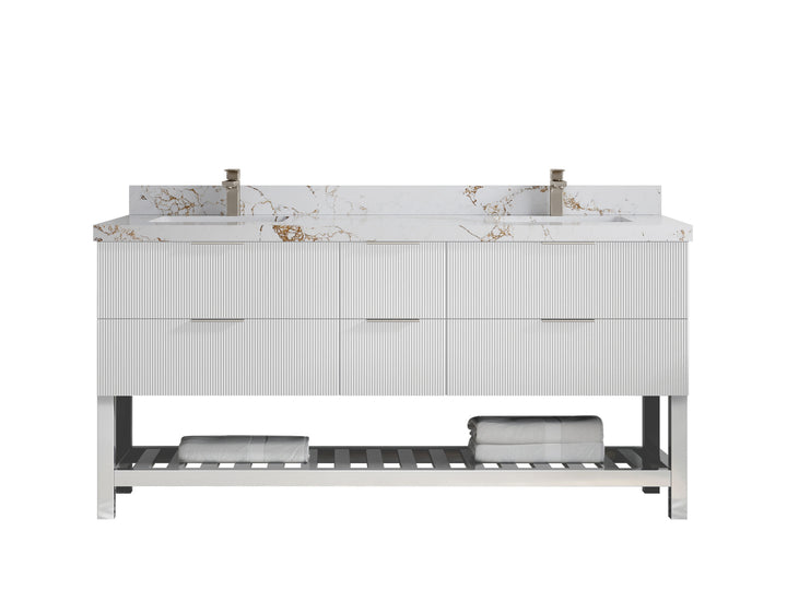 Catalina 72 in W x 22 in D Free Standing Reeded Double Sink Bathroom Vanity - photo 37