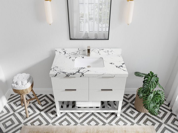Catalina 42 in W x 22 in D Free Standing Reeded Single Sink Bathroom Vanity - photo 38