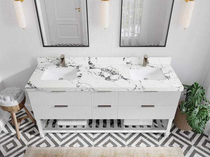 Catalina 72 in W x 22 in D Free Standing Reeded Double Sink Bathroom Vanity - photo 38