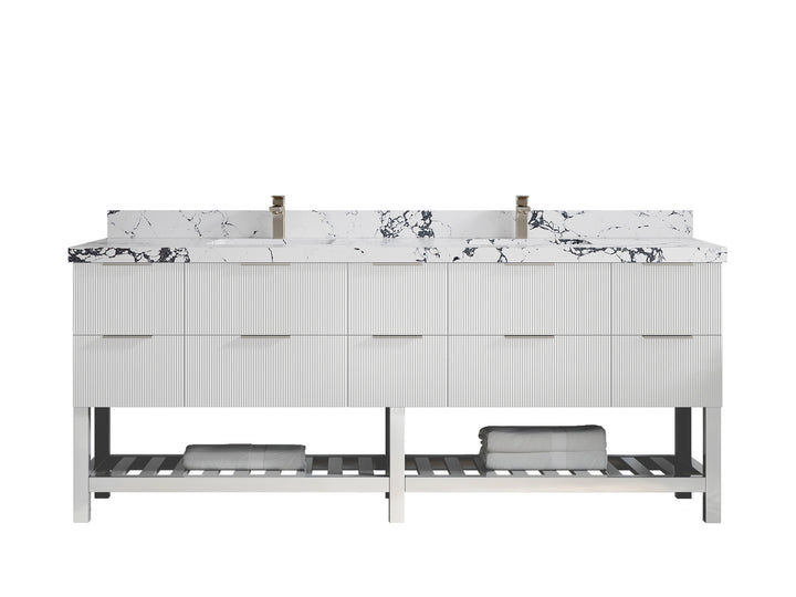 Catalina 84 in W x 22 in D Free Standing Reeded Double Sink Bathroom Vanity - photo 39