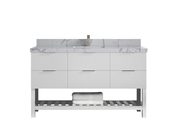 Catalina 60 in W x 22 in D Free Standing Reeded Single Sink Bathroom Vanity - photo 41