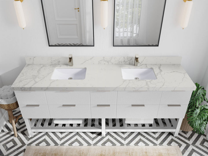 Catalina 84 in W x 22 in D Free Standing Reeded Double Sink Bathroom Vanity - photo 40