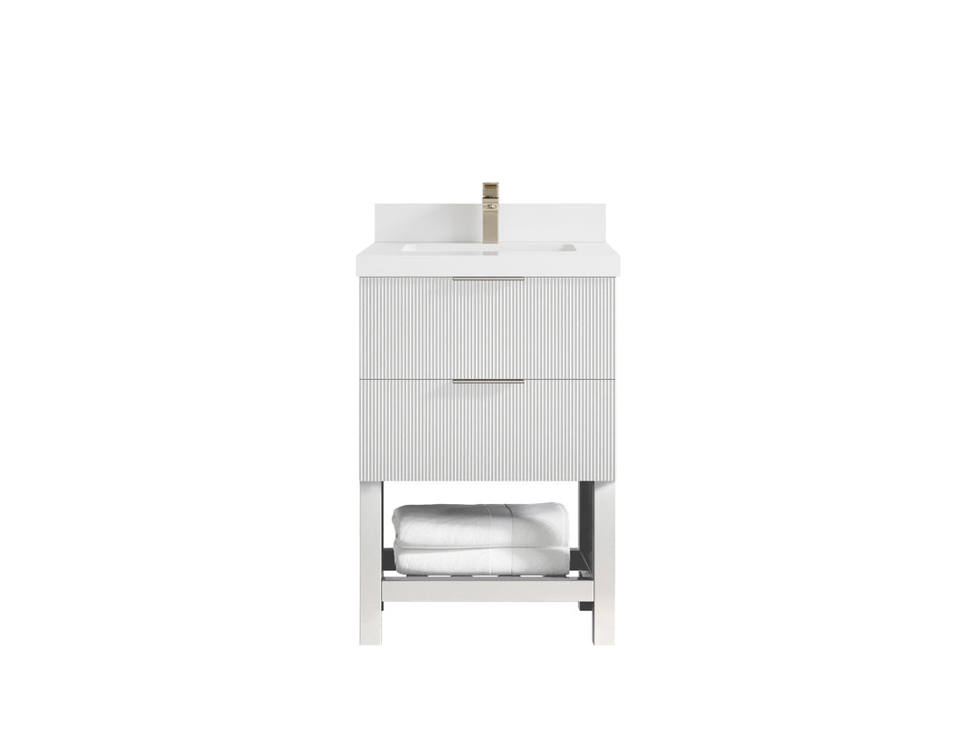 Catalina 24 in. W x 22 in. D Single Sink Bathroom Vanity in White with 2 in White Quartz Countertop