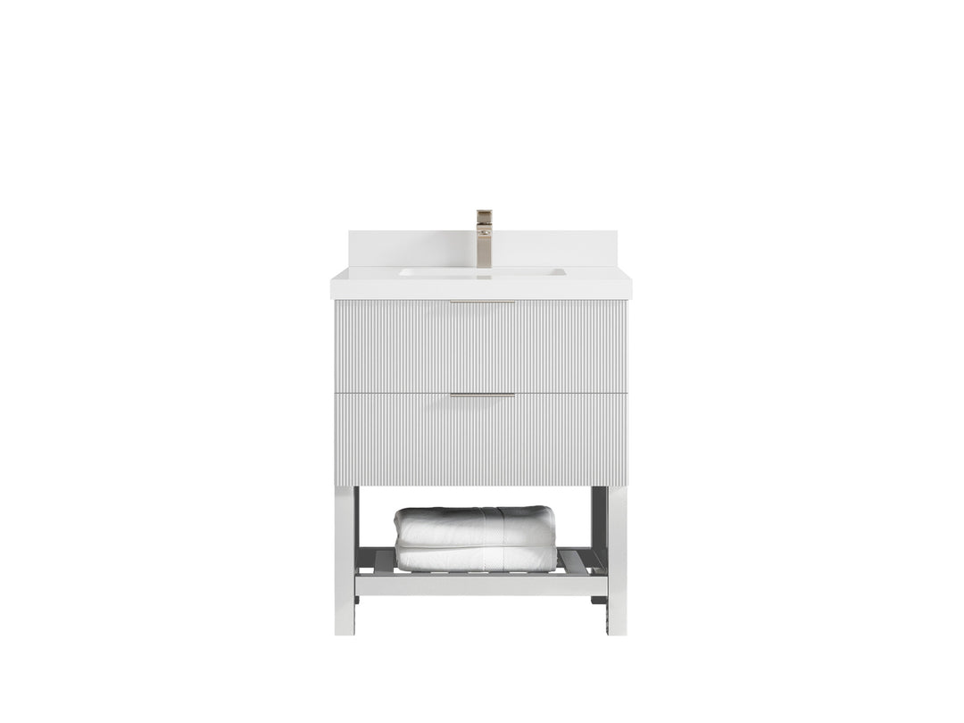 Catalina 30 in. W x 22 in. D Single Sink Bathroom Vanity in White with 2 in White Quartz Countertop 