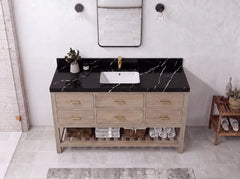 Parker Teak Wood 60 in. W x 22 in. D Single Sink Bathroom Vanity - photo 5