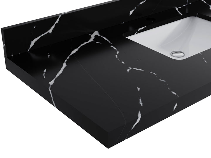 Malibu 84 in. W x 22 in. D Double Sink Bathroom Vanity (Black Top) - photo 4