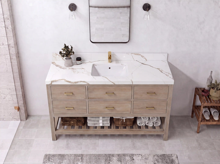Parker Teak Wood 60 in. W x 22 in. D Single Sink Bathroom Vanity - photo 6
