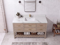Parker Teak Wood 60 in. W x 22 in. D Single Sink Bathroom Vanity - photo 8