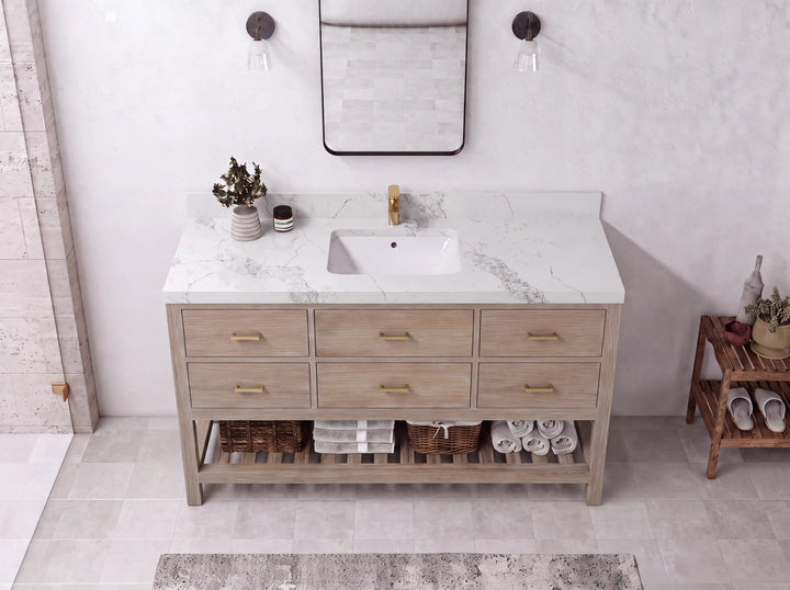 Parker Teak Wood 60 in. W x 22 in. D Single Sink Bathroom Vanity - photo 8