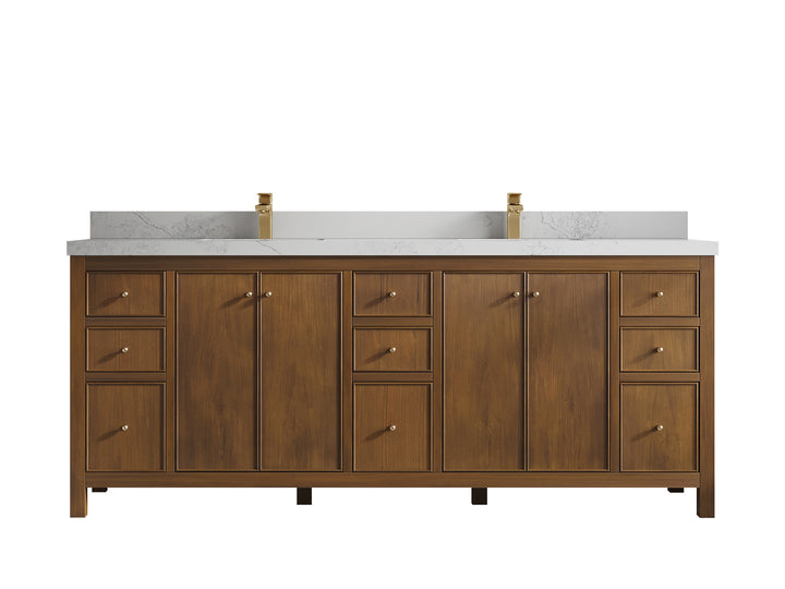 Chicago Teak 84 in. W x 22 in. D Double Sink Bathroom Vanity - photo 1