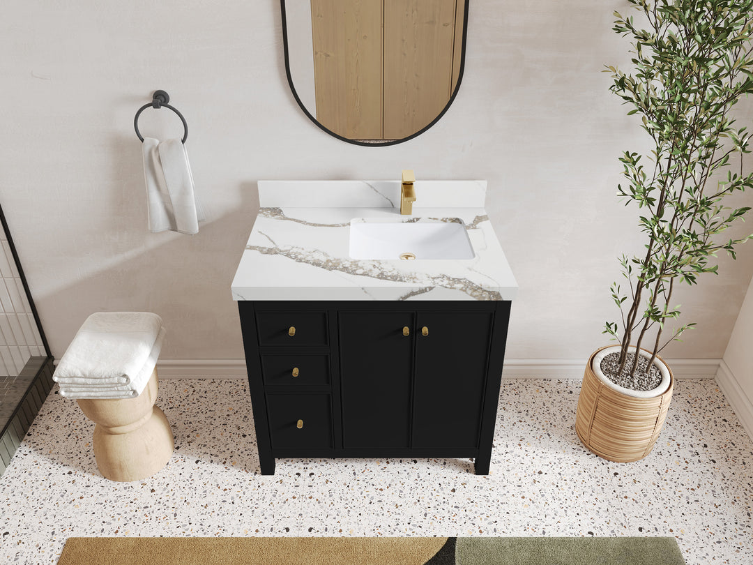 Chicago 36 in. W x 22 in. D Right Offset Sink Bathroom Vanity