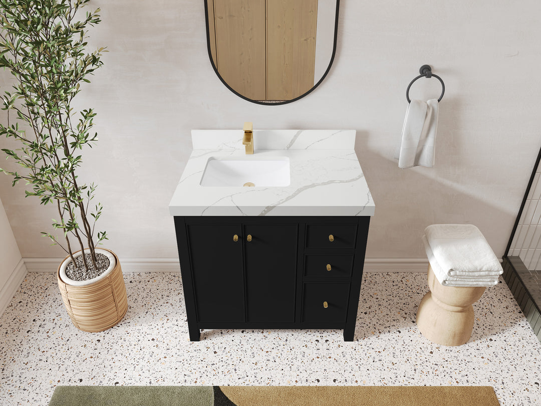 Chicago 36 in. W x 22 in. D Left Offset Sink Bathroom Vanity