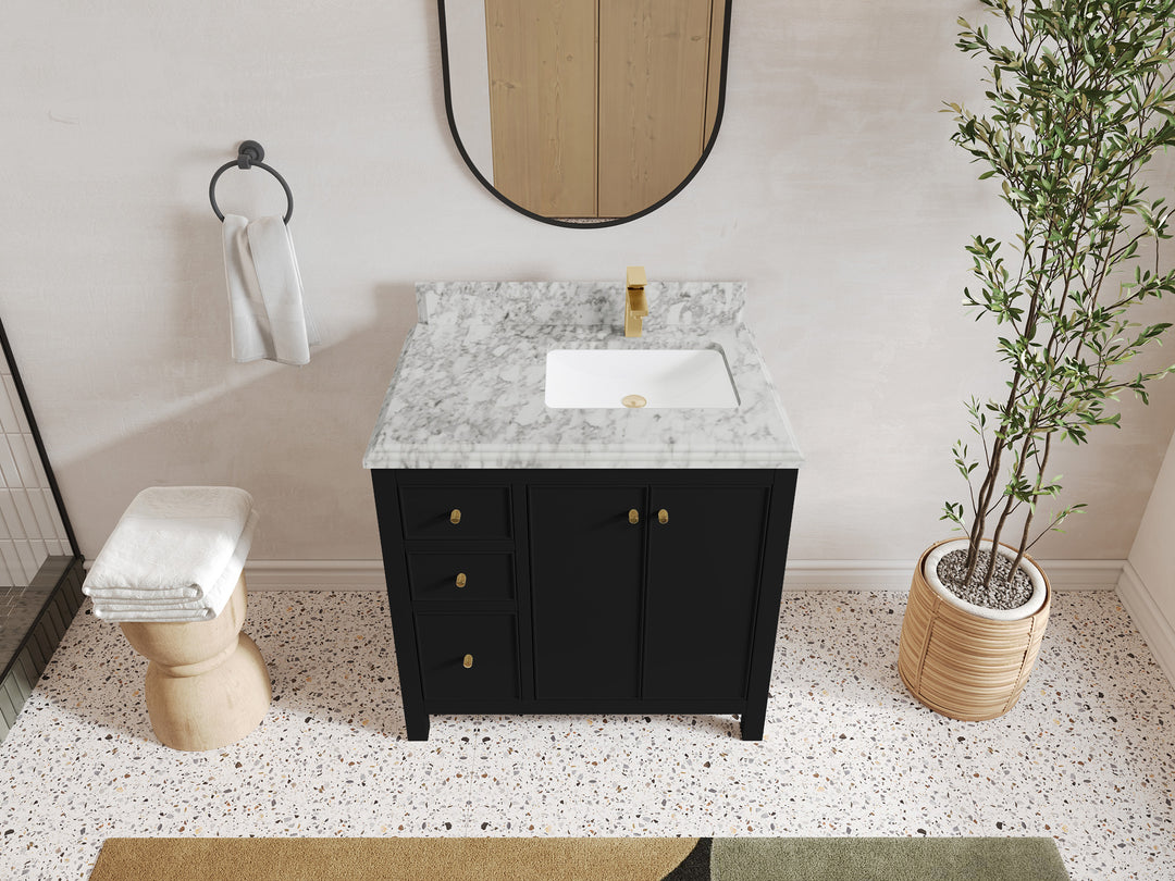 Chicago 36 in. W x 22 in. D Right Offset Sink Bathroom Vanity
