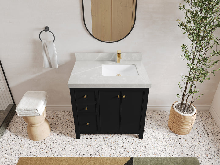 Chicago 36 in. W x 22 in. D Right Offset Sink Bathroom Vanity - photo 32