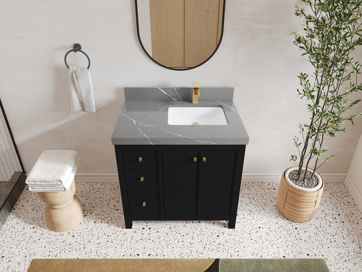 Chicago 36 in. W x 22 in. D Right Offset Sink Bathroom Vanity - photo 34