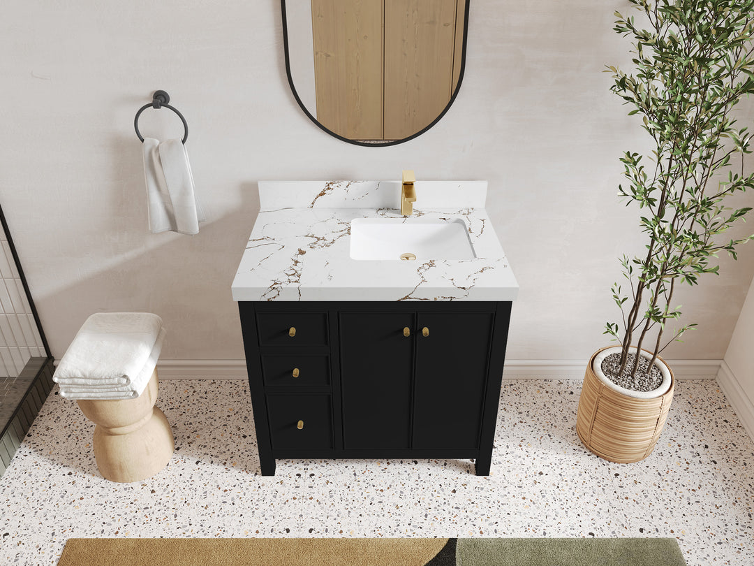 Chicago 36 in. W x 22 in. D Right Offset Sink Bathroom Vanity
