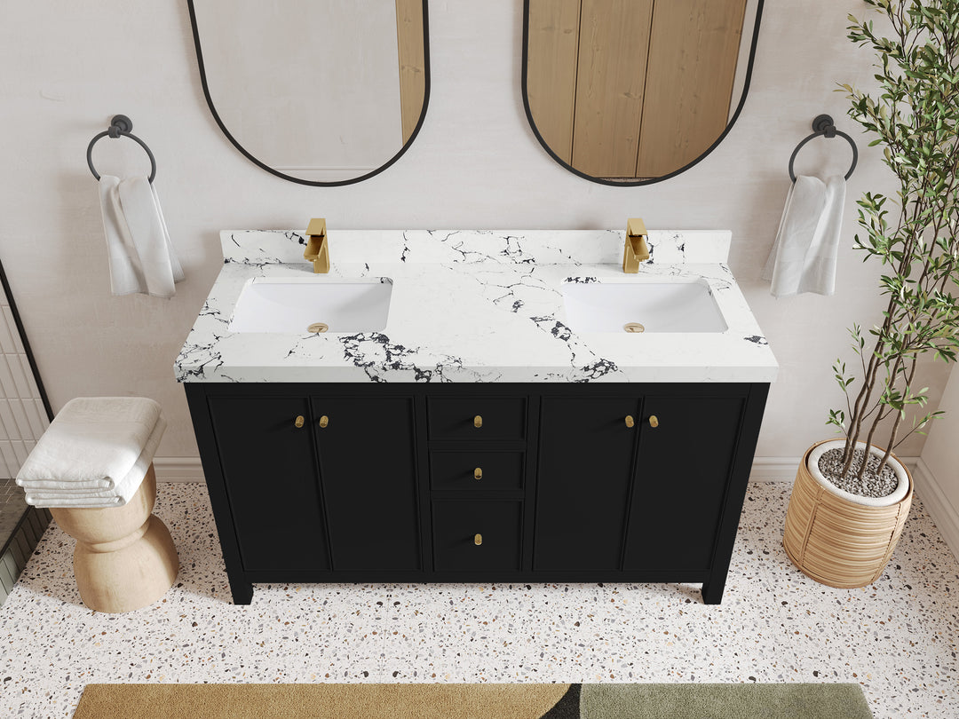 Chicago 60 in. W x 22 in. D Double Sink Bathroom Vanity