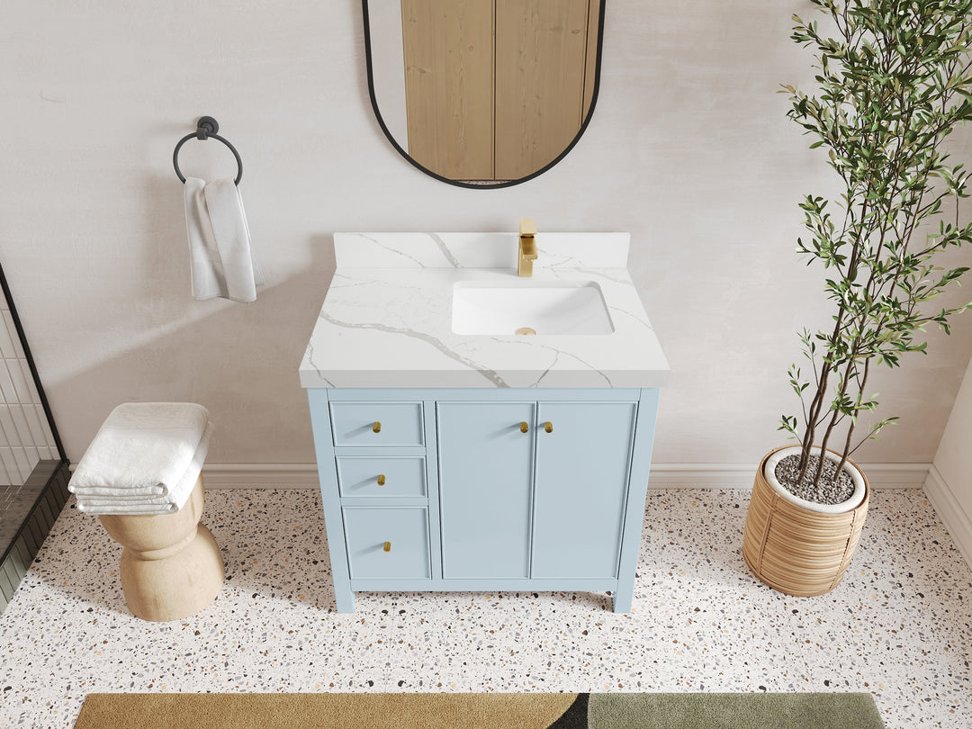 Chicago 36 in. W x 22 in. D Right Offset Sink Bathroom Vanity