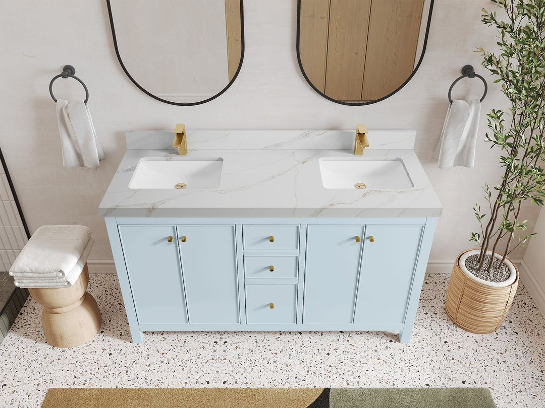 Chicago 60 in. W x 22 in. D Double Sink Bathroom Vanity