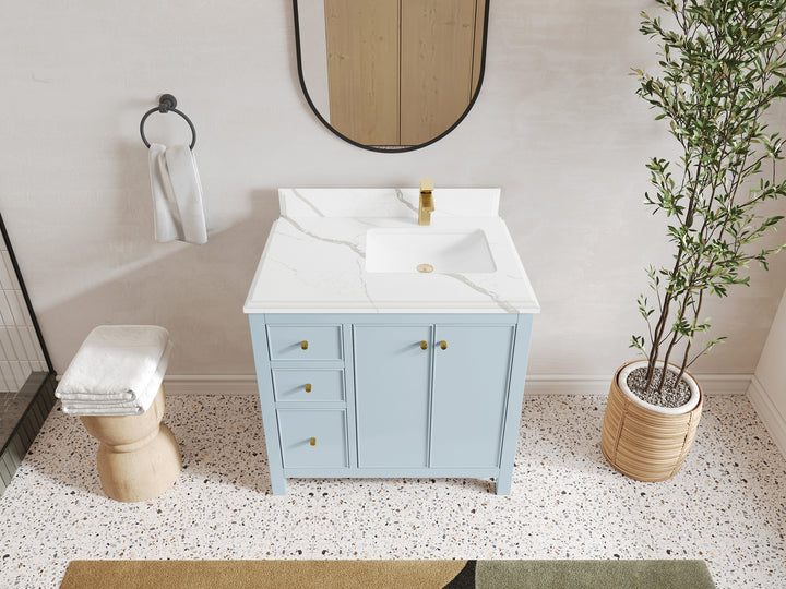 Chicago 36 in. W x 22 in. D Right Offset Sink Bathroom Vanity - photo 24