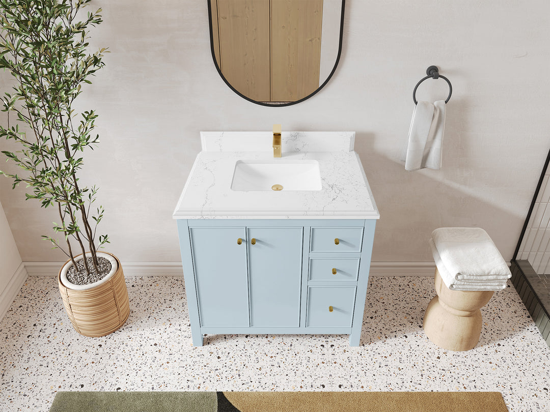 Chicago 36 in. W x 22 in. D Center Sink Bathroom Vanity