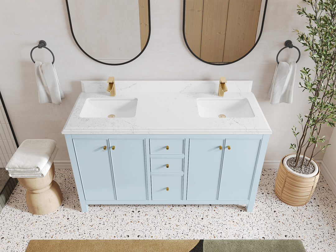 Chicago 60 in. W x 22 in. D Double Sink Bathroom Vanity