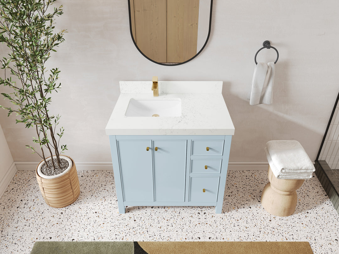Chicago 36 in. W x 22 in. D Left Offset Sink Bathroom Vanity