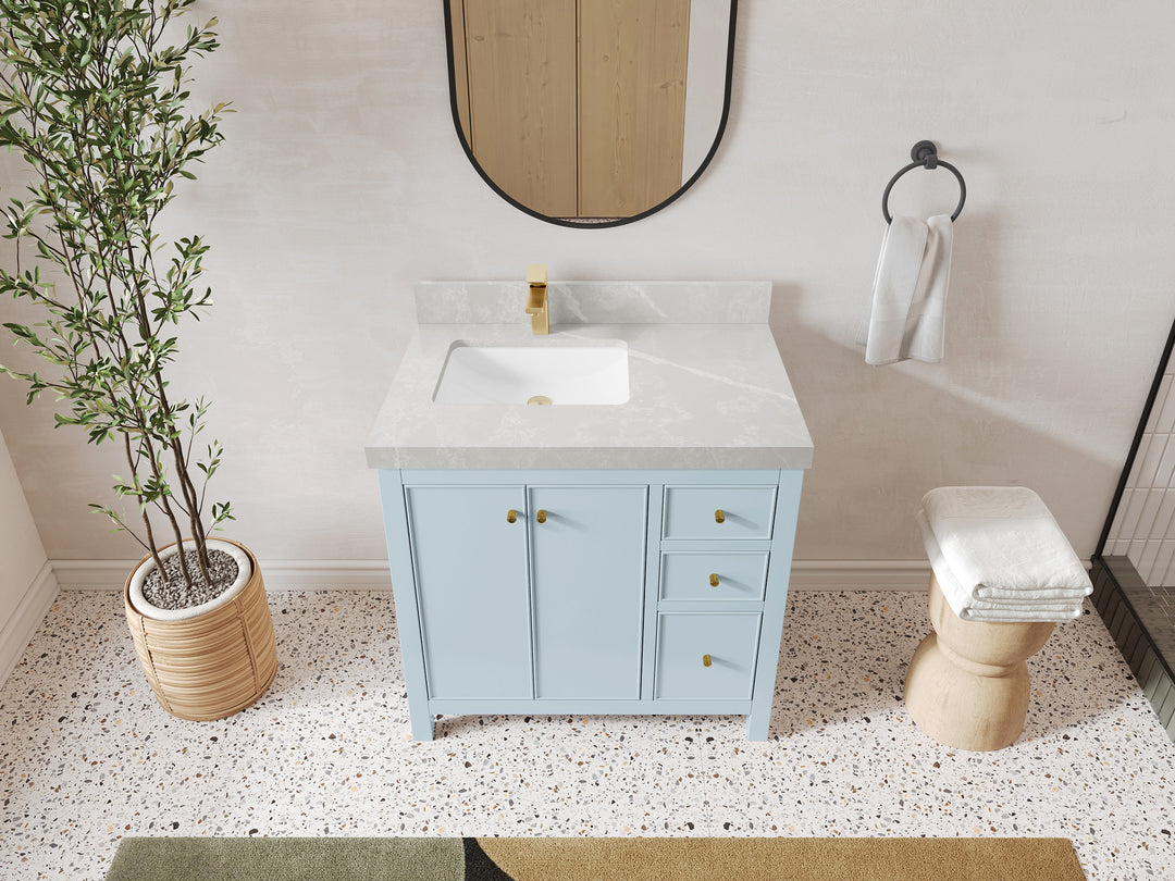 Chicago 36 in. W x 22 in. D Left Offset Sink Bathroom Vanity