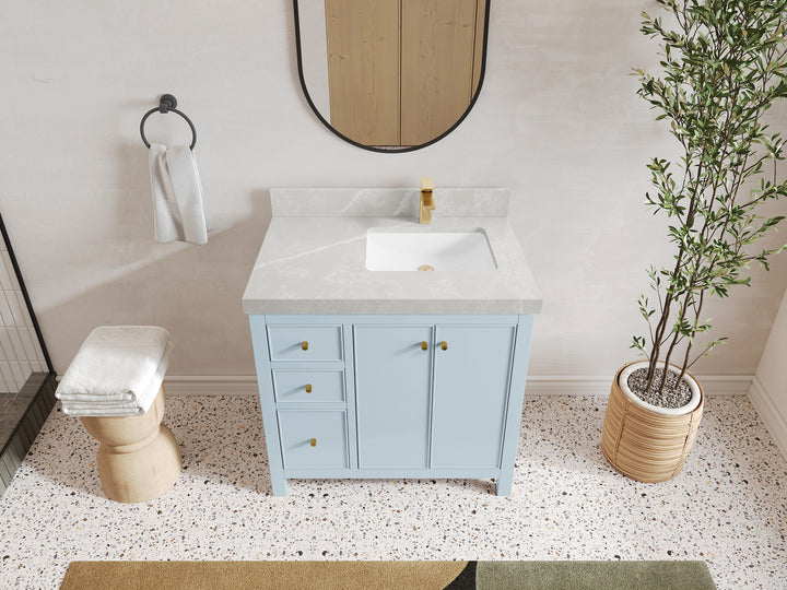Chicago 36 in. W x 22 in. D Right Offset Sink Bathroom Vanity - photo 32