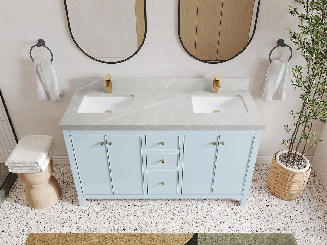 Chicago 60 in. W x 22 in. D Double Sink Bathroom Vanity