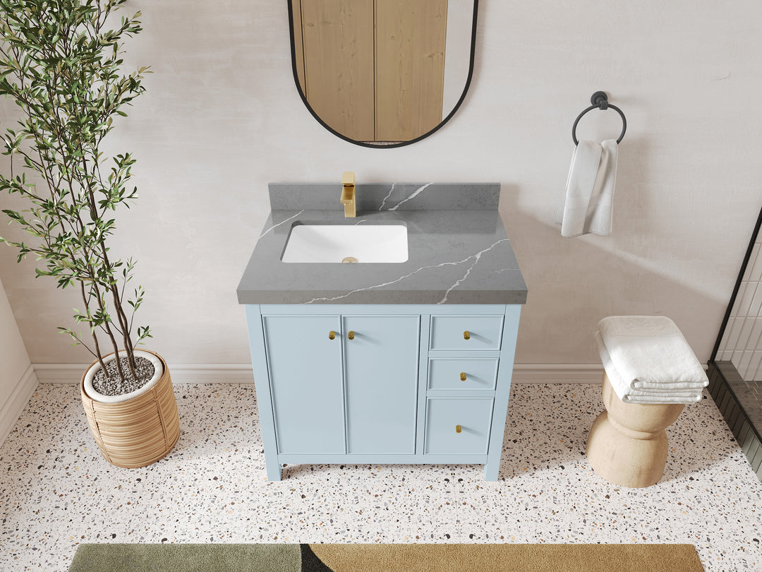 Chicago 36 in. W x 22 in. D Left Offset Sink Bathroom Vanity