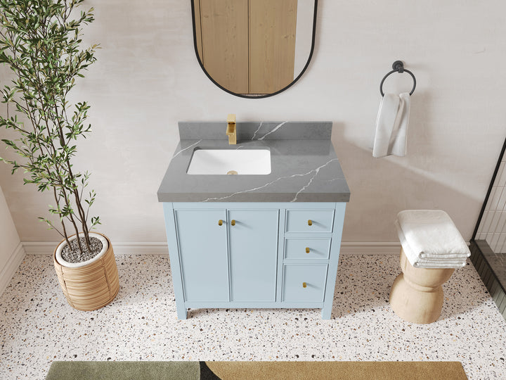 Chicago 36 in. W x 22 in. D Left Offset Sink Bathroom Vanity - photo 42