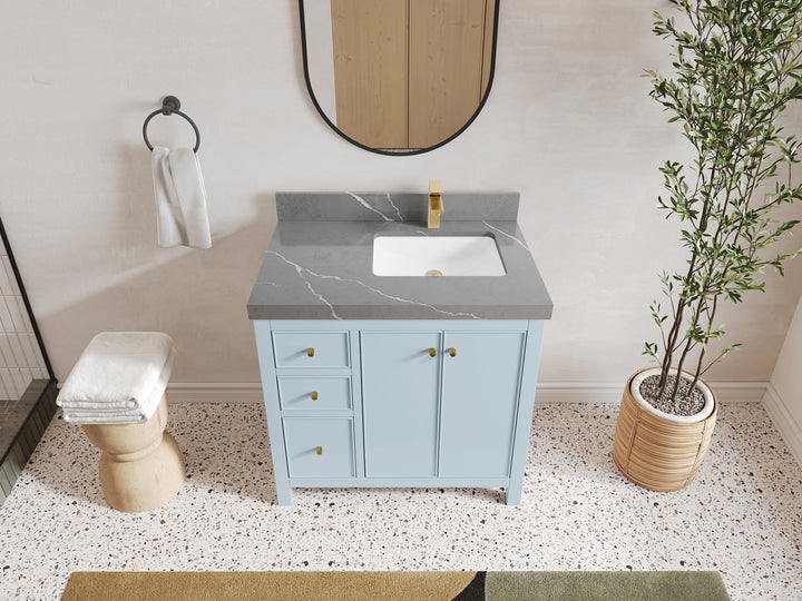 Chicago 36 in. W x 22 in. D Right Offset Sink Bathroom Vanity - photo 34