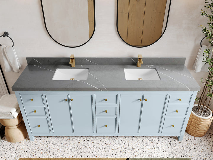 Chicago 84 in. W x 22 in. D Double Sink Bathroom Vanity - photo 34