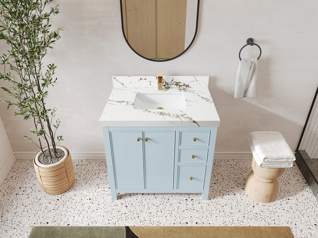 Chicago 36 in. W x 22 in. D Center Sink Bathroom Vanity