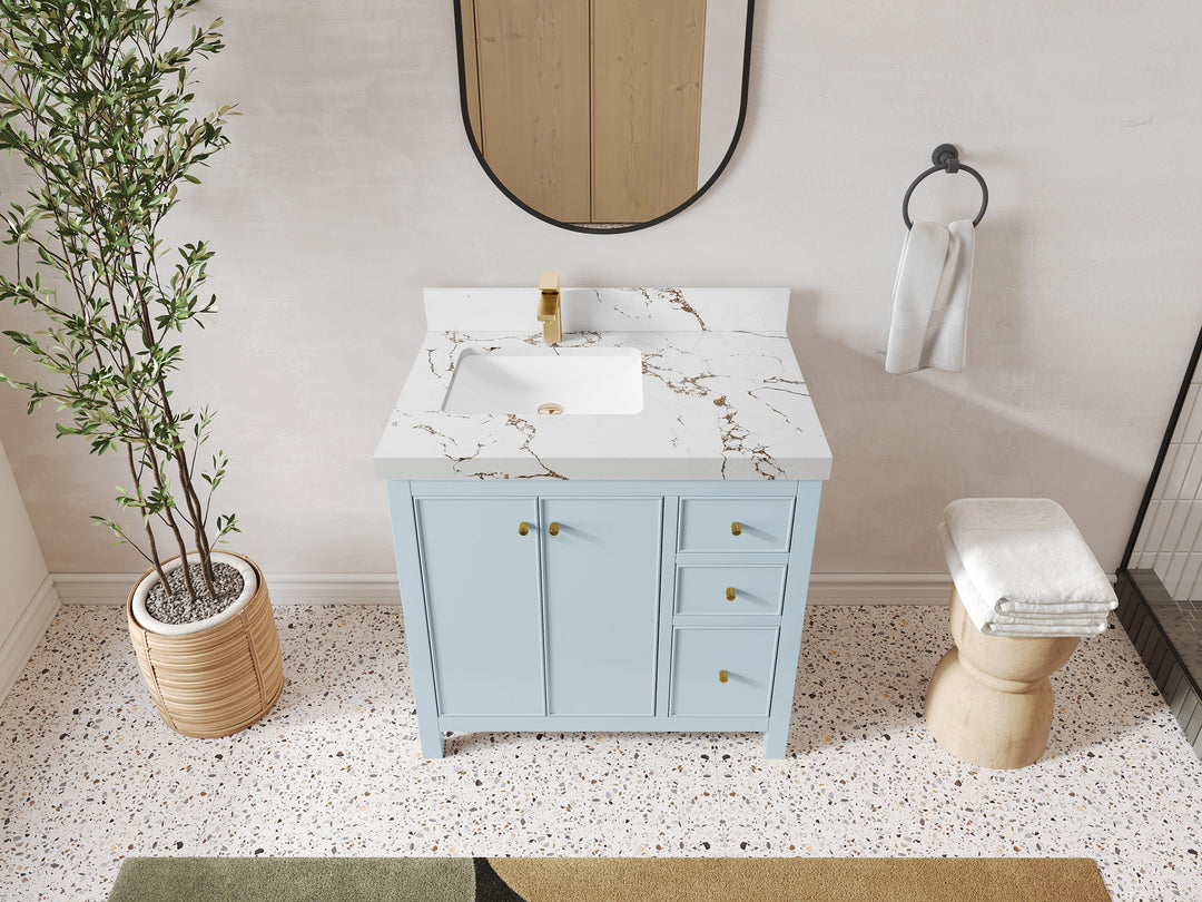 Chicago 36 in. W x 22 in. D Left Offset Sink Bathroom Vanity