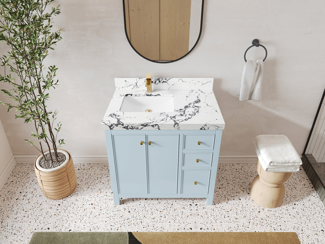 Chicago 36 in. W x 22 in. D Left Offset Sink Bathroom Vanity