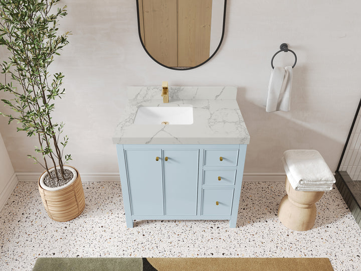 Chicago 36 in. W x 22 in. D Left Offset Sink Bathroom Vanity - photo 47
