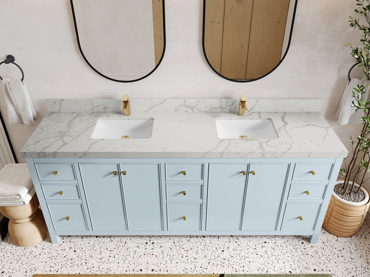 Chicago 84 in. W x 22 in. D Double Sink Bathroom Vanity - photo 42