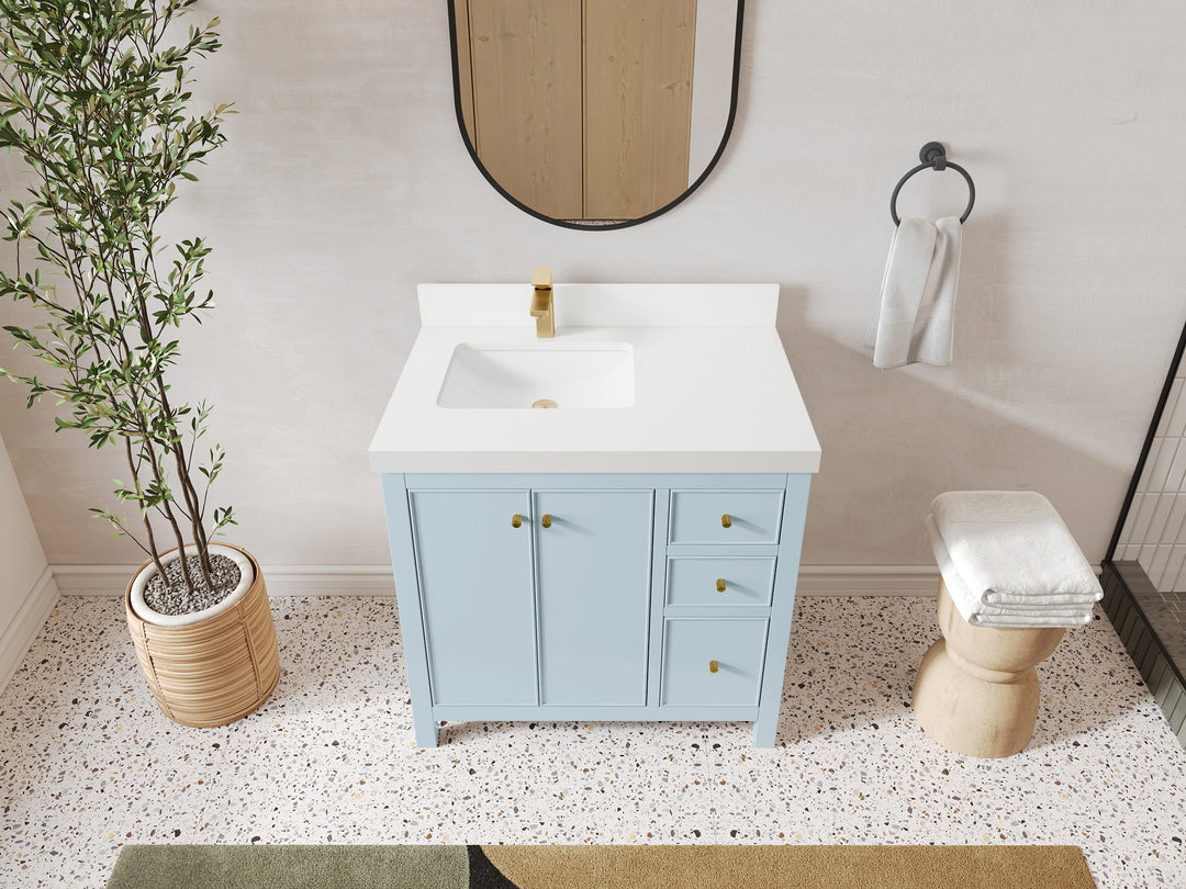 Chicago 36 in. W x 22 in. D Left Offset Sink Bathroom Vanity