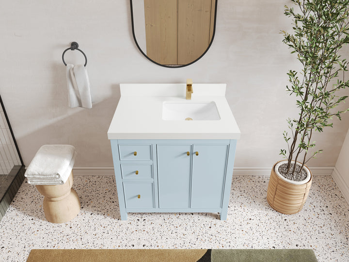 Chicago 36 in. W x 22 in. D Right Offset Sink Bathroom Vanity - photo 44