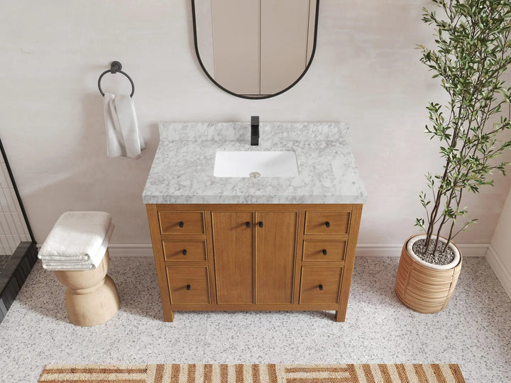 Chicago Veneer Teak 42 in. W x 22 in. D Single Sink Bathroom Vanity - photo 12
