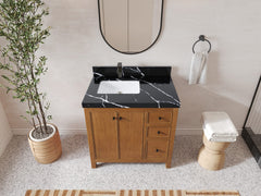 Chicago Veneer Teak 36 in. W x 22 in. D Left Offset Sink Bathroom Vanity - photo 7