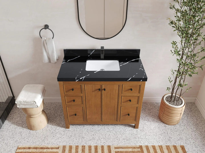 Chicago Veneer Teak 42 in. W x 22 in. D Single Sink Bathroom Vanity - photo 7