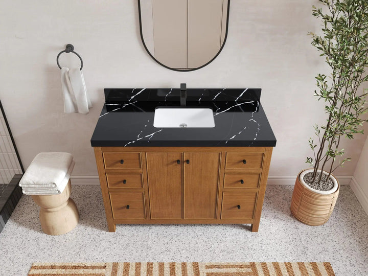 Chicago Veneer Teak 48 in. W x 22 in. D Single Sink Bathroom Vanity - photo 7